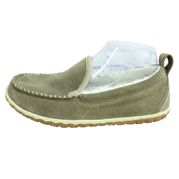 LL Bean Women's Cement Suede Fleece Lined Mountain Moccasin Slippers Size 8 M - Picture 1 of 9